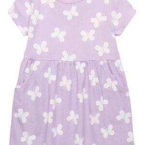 Purple Butterfly Print Skater Dress-Size 4T